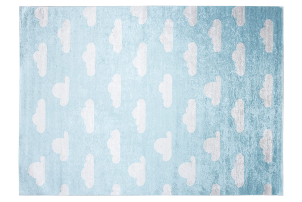 Tapis Emma Enfant Bleu Ciel Nuages Antidérapant