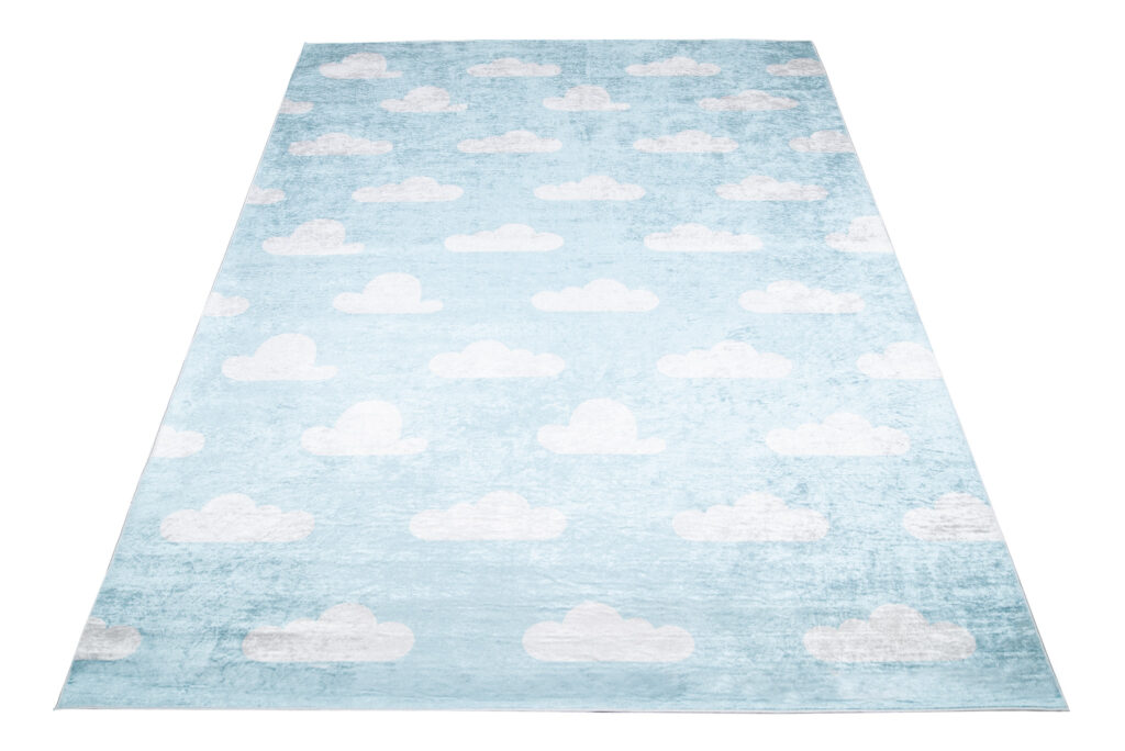 Tapis Emma Enfant Bleu Ciel Nuages Antidérapant