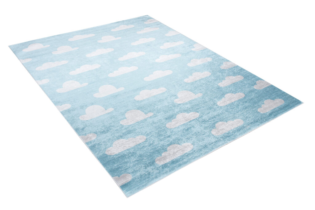 Tapis Emma Enfant Bleu Ciel Nuages Antidérapant