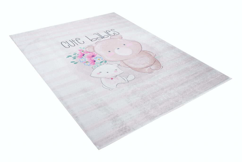 Tapis Emma Enfant Gris Ours Chat Antidérapant