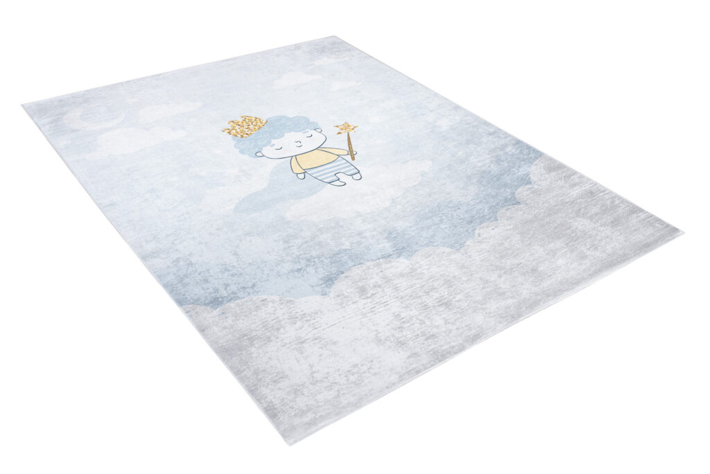 Tapis Emma Enfant Bleu Gris Petit Prince Antidérapant