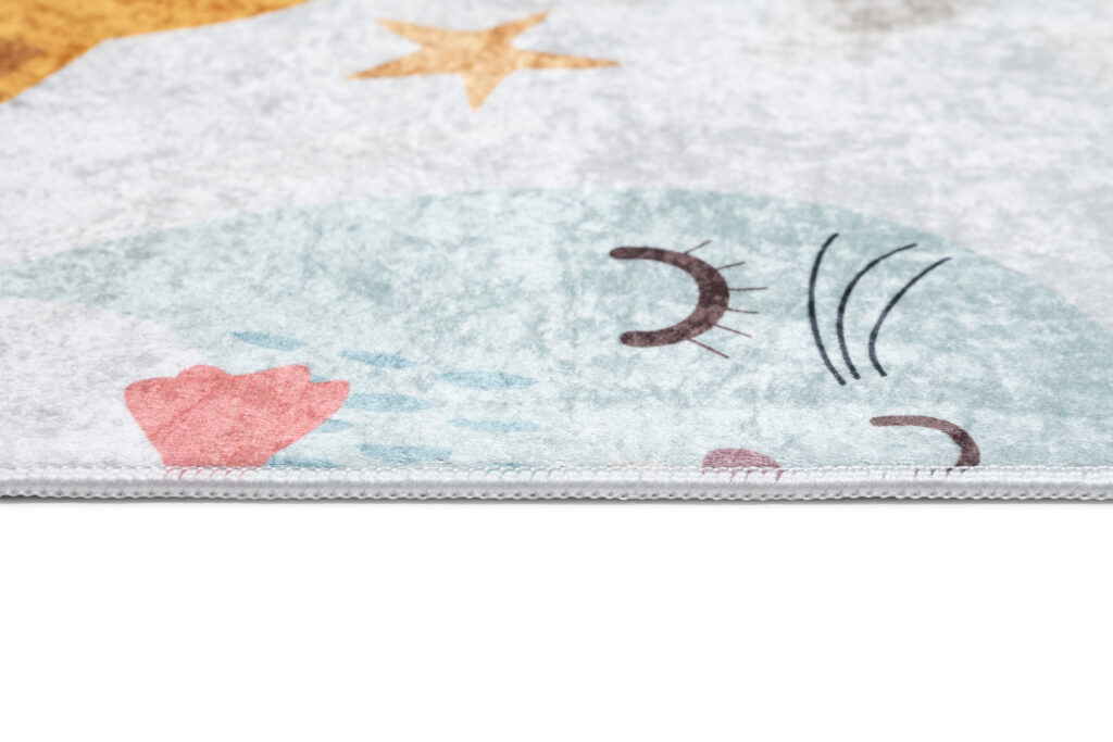 Tapis Emma Enfant Gris Animaux Colorés Antidérapant