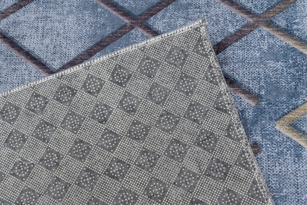 Tapis Toscana Géométrique Bleu Or Carrés