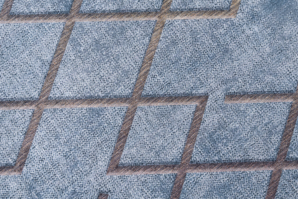 Tapis Toscana Géométrique Bleu Or Carrés