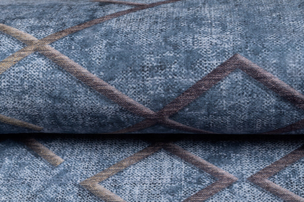 Tapis Toscana Géométrique Bleu Or Carrés