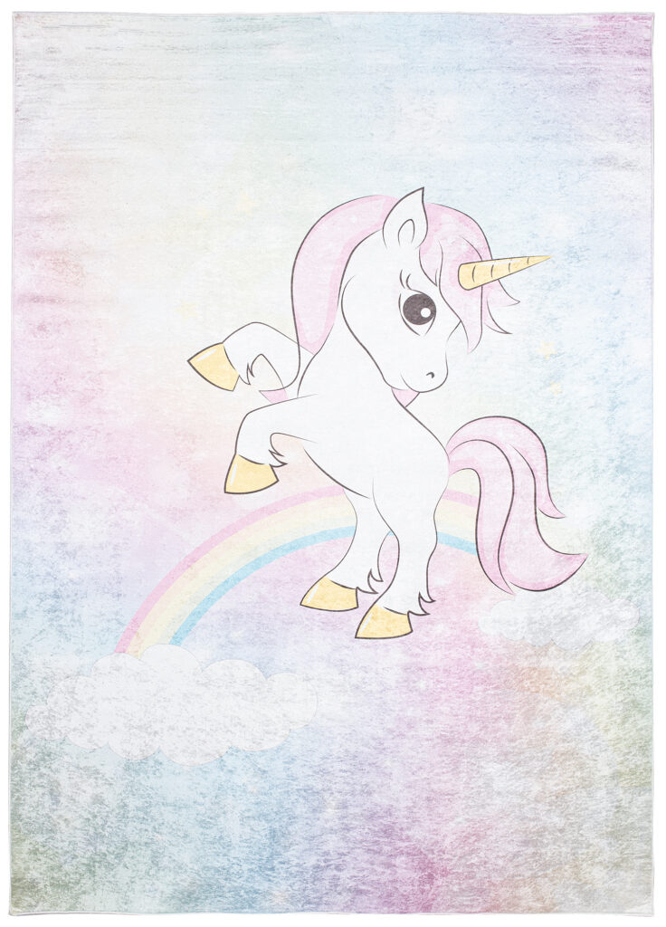 Tapis Emma Antidérapant Lavable Rose Licorne