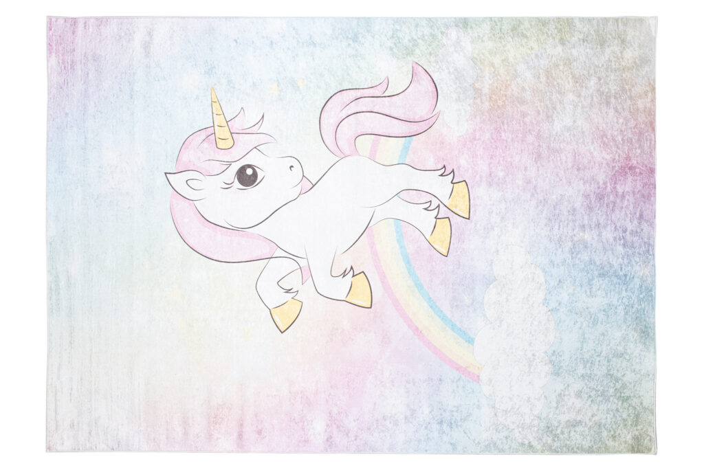 Tapis Emma Antidérapant Lavable Rose Licorne