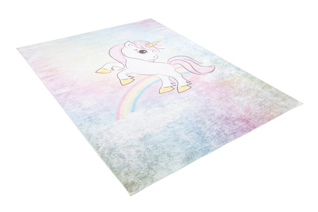 Tapis Emma Antidérapant Lavable Rose Licorne