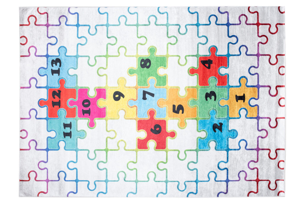 Tapis Emma Enfant Clair Puzzle Marelle Antidérapant