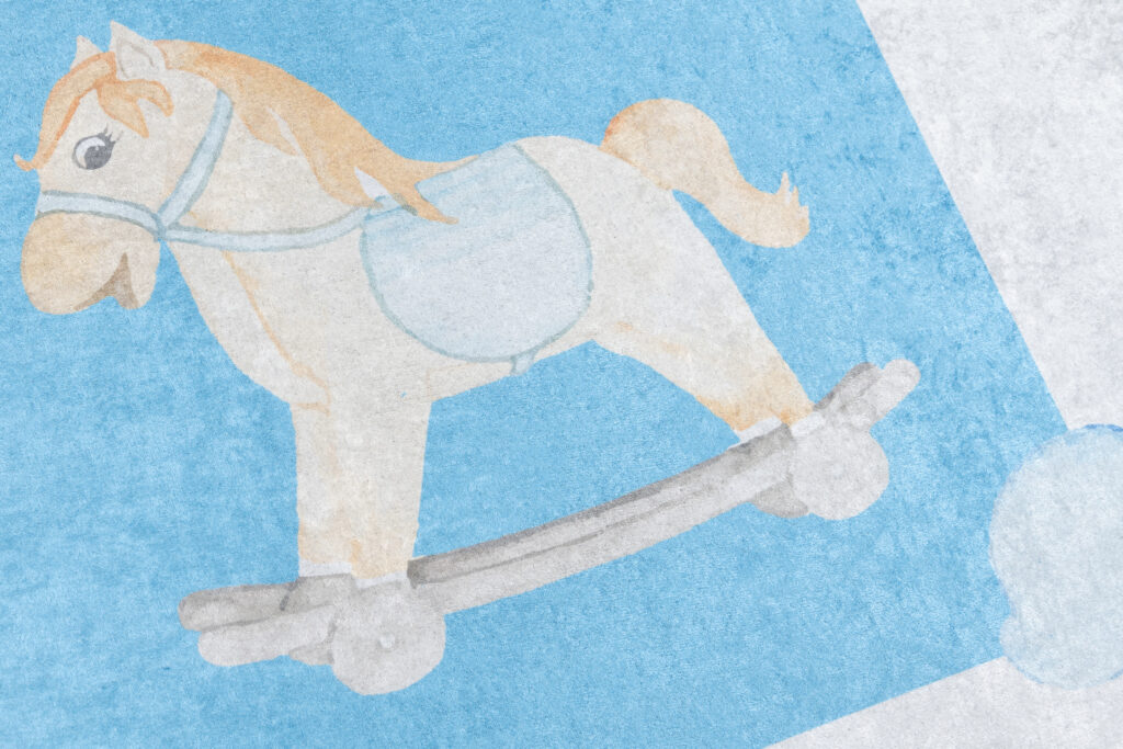 Tapis Emma Enfant Gris Bleu Marelle Antidérapant