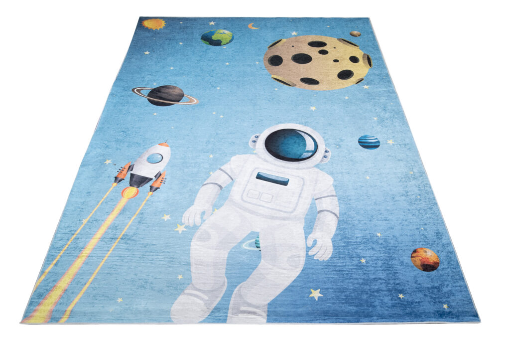 Tapis Emma Enfant Bleu Cosmonaute Antidérapant