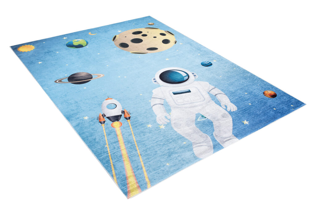 Tapis Emma Enfant Bleu Cosmonaute Antidérapant