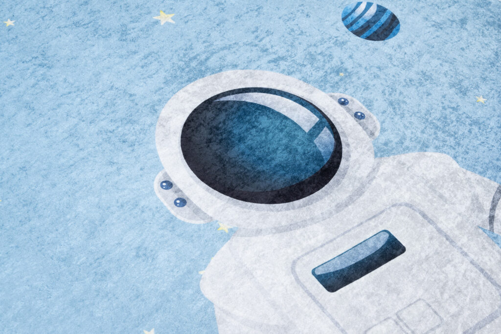 Tapis Emma Enfant Bleu Cosmonaute Antidérapant
