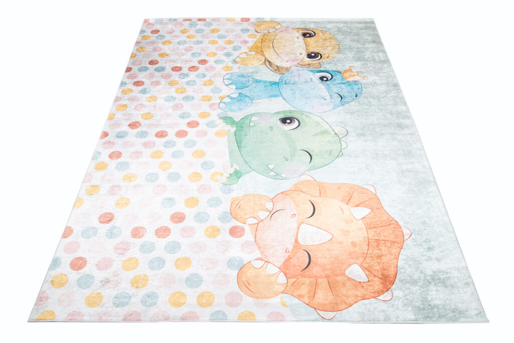 Tapis Emma Enfant Dinosaures Colorés Antidérapant