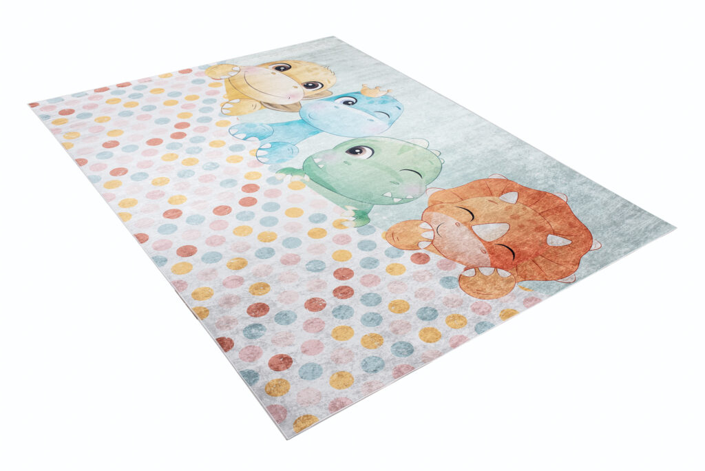 Tapis Emma Enfant Dinosaures Colorés Antidérapant