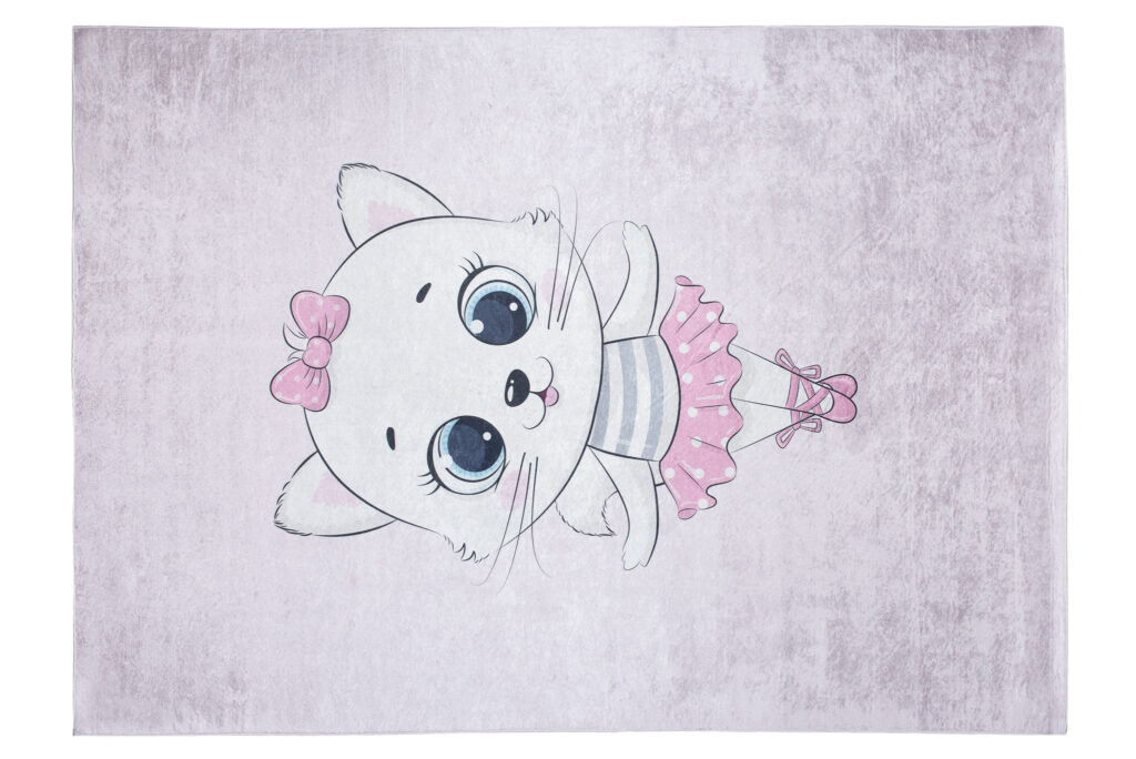 Tapis Emma Enfant Rose Chat Ballerine Antidérapant