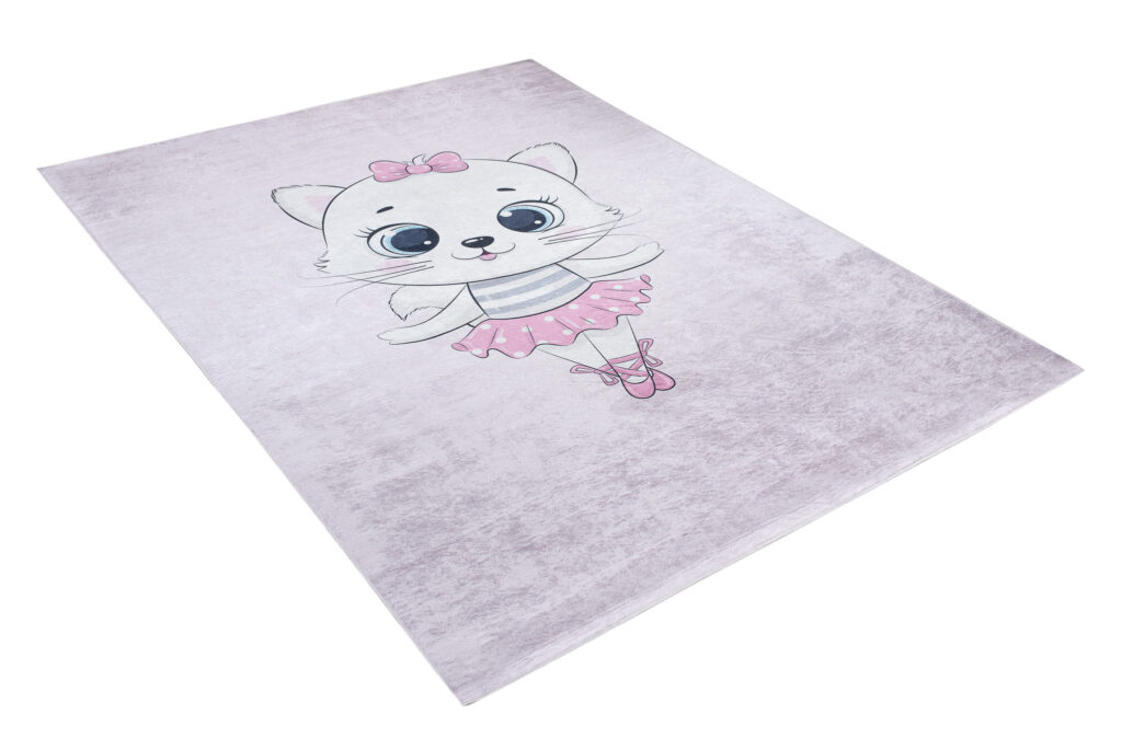 Tapis Emma Enfant Rose Chat Ballerine Antidérapant