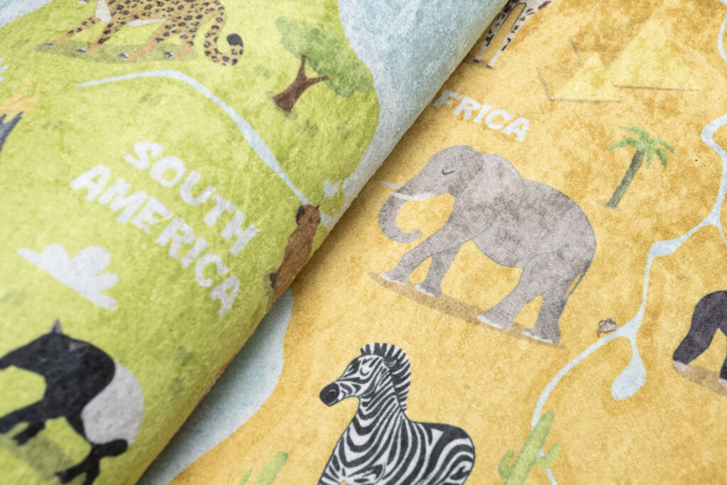 Tapis Emma Enfant Carte du Monde Multicolore Antidérapant