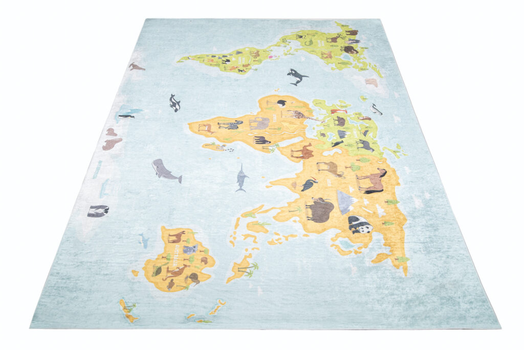 Tapis Emma Enfant Carte du Monde Multicolore Antidérapant