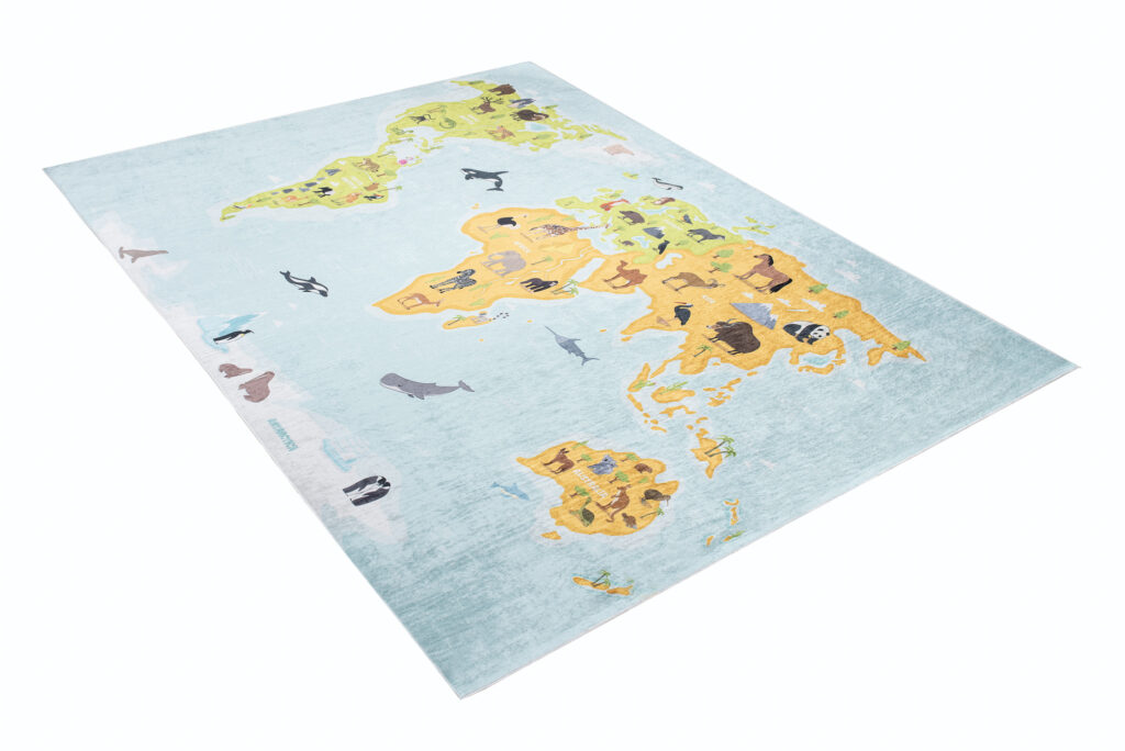 Tapis Emma Enfant Carte du Monde Multicolore Antidérapant
