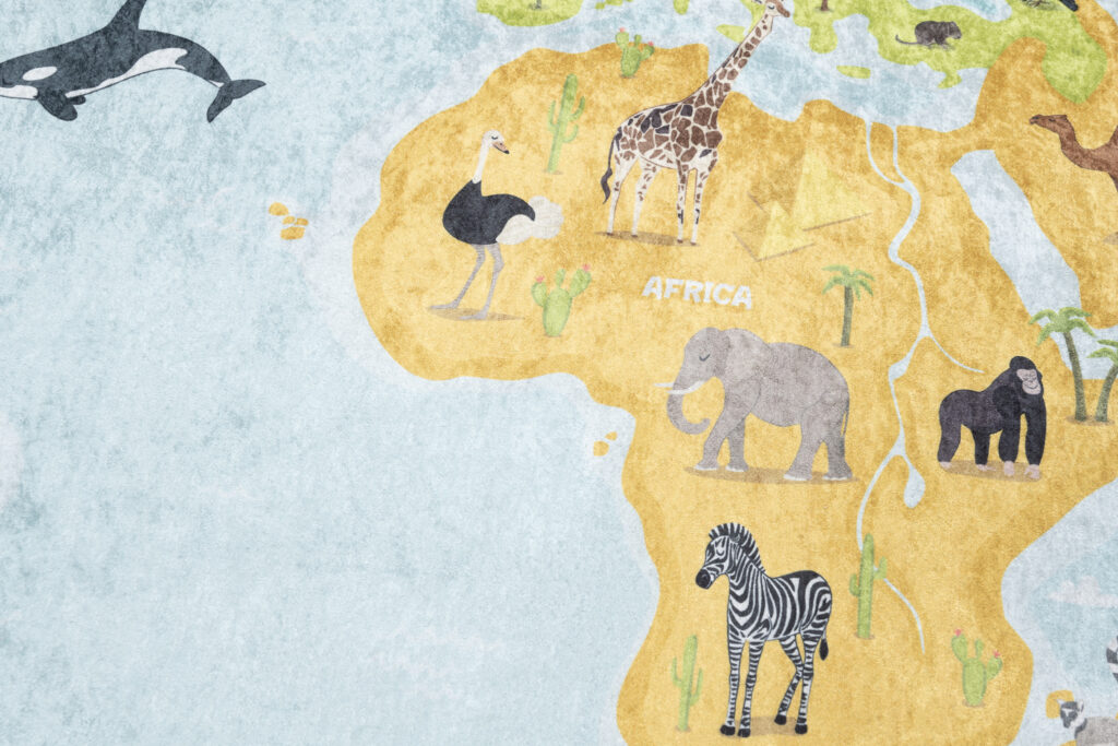 Tapis Emma Enfant Carte du Monde Multicolore Antidérapant