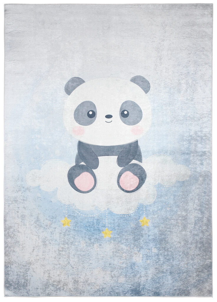Tapis Emma Gris Bleu Panda Antidérapant