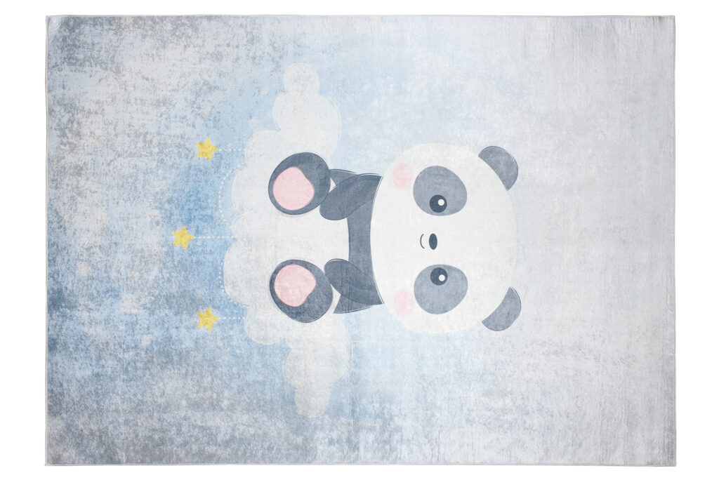 Tapis Emma Gris Bleu Panda Antidérapant