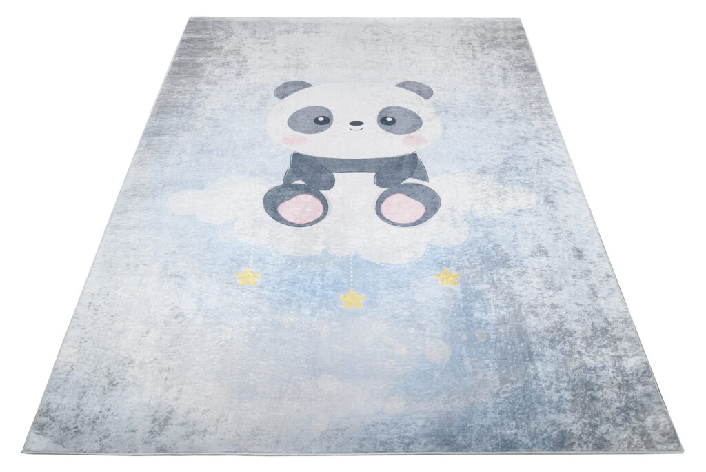 Tapis Emma Gris Bleu Panda Antidérapant