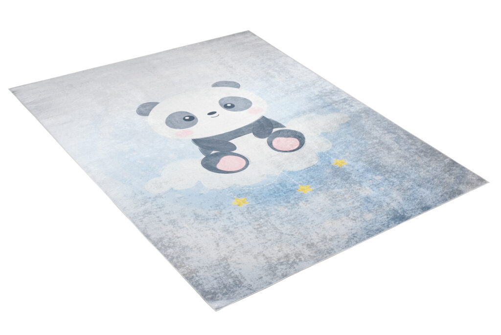 Tapis Emma Gris Bleu Panda Antidérapant