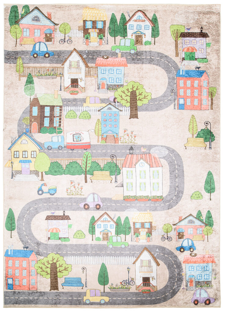 Tapis Emma Enfant Couleurs Pastels Ville