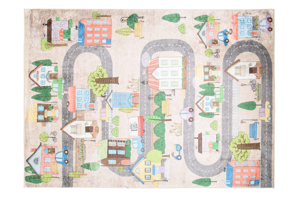 Tapis Emma Enfant Couleurs Pastels Ville