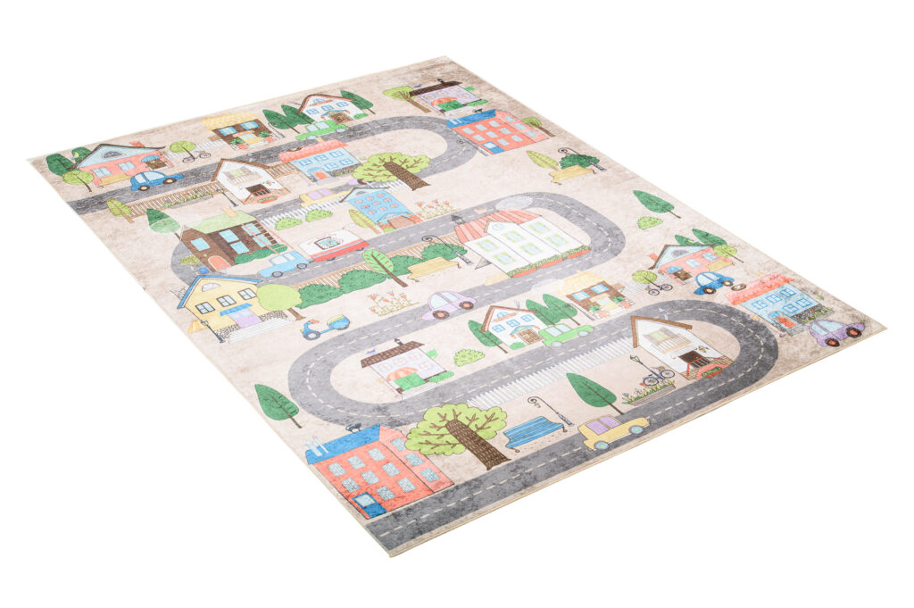 Tapis Emma Enfant Couleurs Pastels Ville