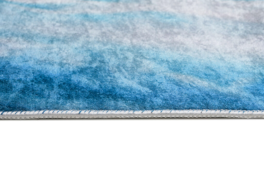 Tapis Toscana Bleu Or Abstrait Vagues