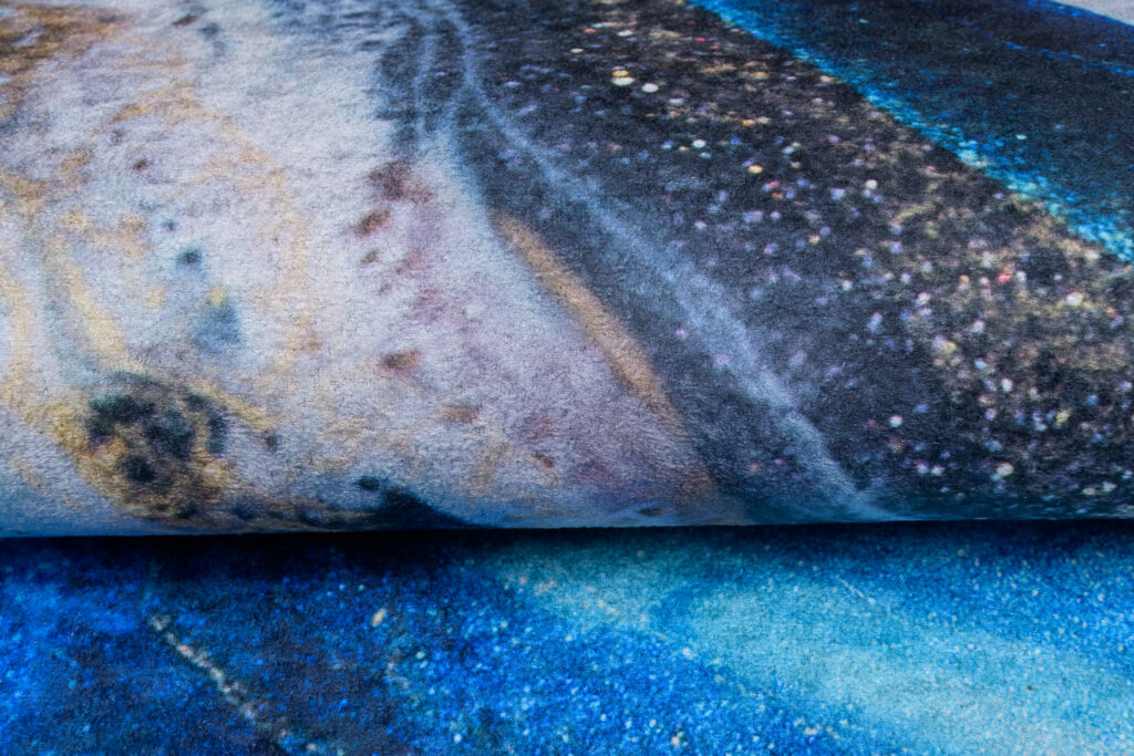 Tapis Toscana Bleu Or Abstrait Vagues