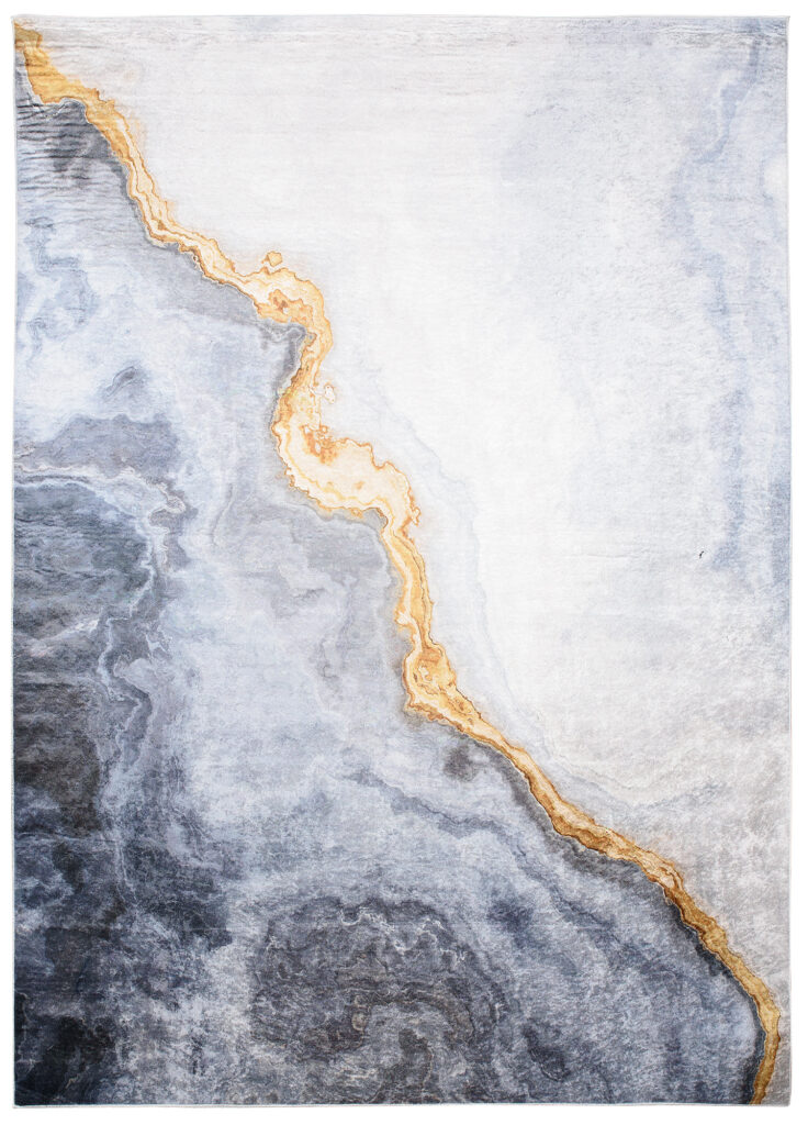 Tapis Toscana Moderne Gris Or Abstrait