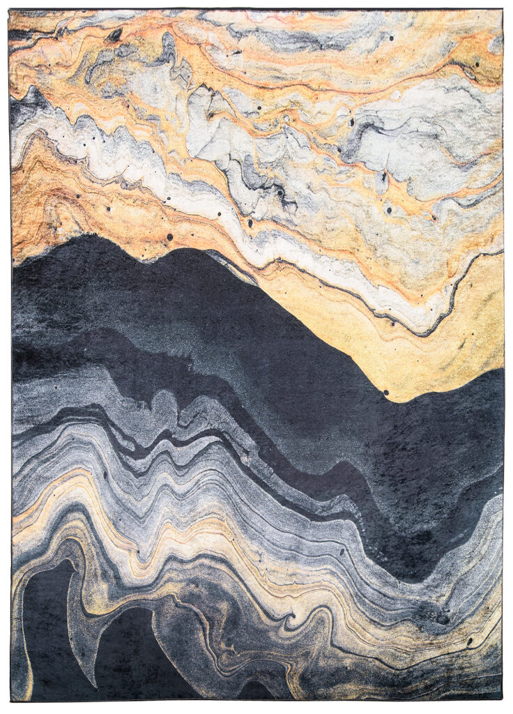 Tapis Toscana Gris Or Jaune Antidérapant