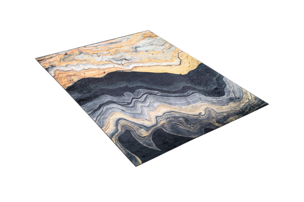 Tapis Toscana Gris Or Jaune Antidérapant