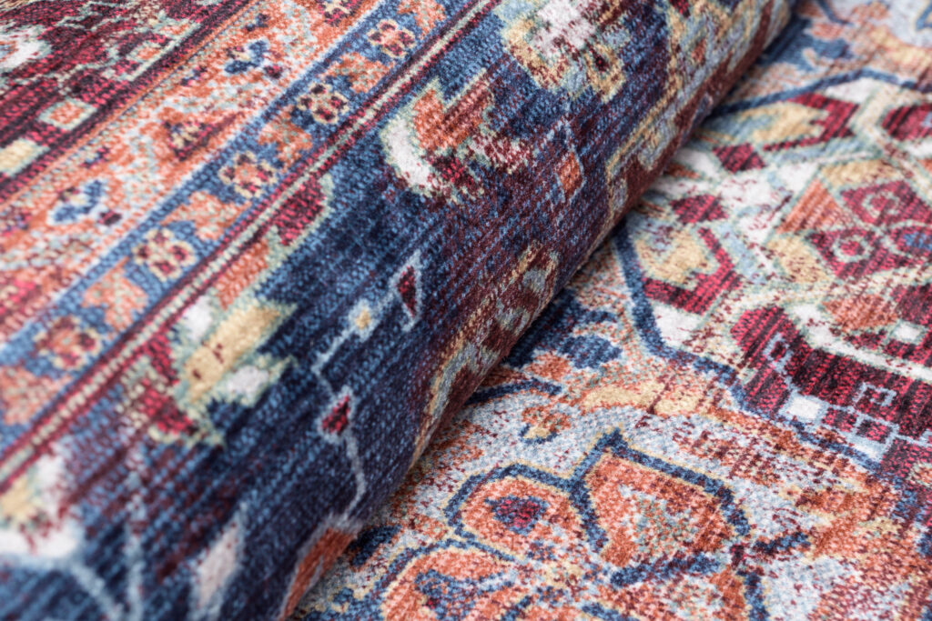 Tapis Victoria à Franges Rouge Bleu Marine