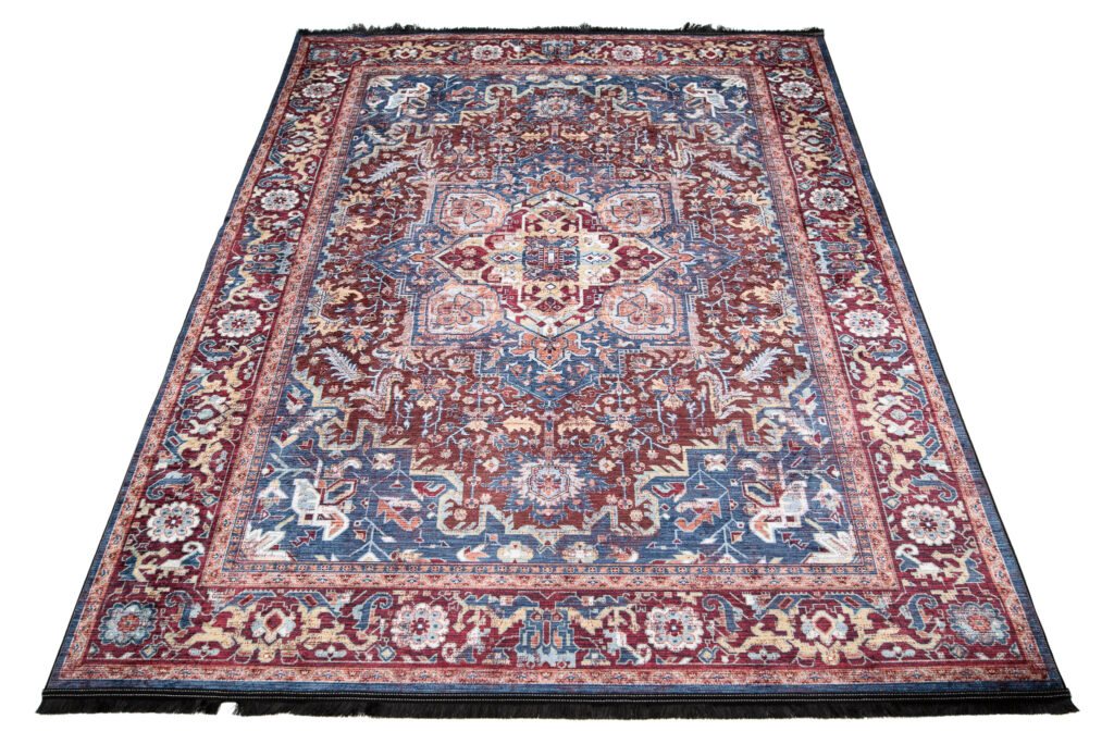 Tapis Victoria à Franges Rouge Bleu Marine