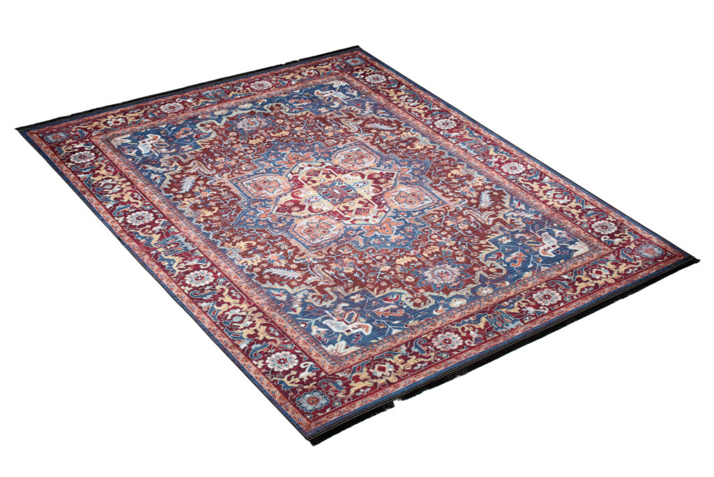 Tapis Victoria à Franges Rouge Bleu Marine
