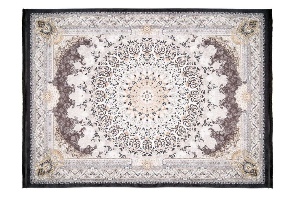 Tapis Victoria à Franges Classique Marron Rosette