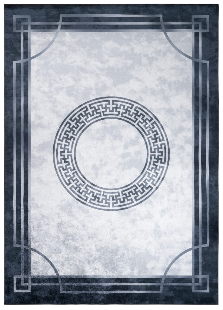 Tapis Victoria Gris Motif Grec Antidérapant