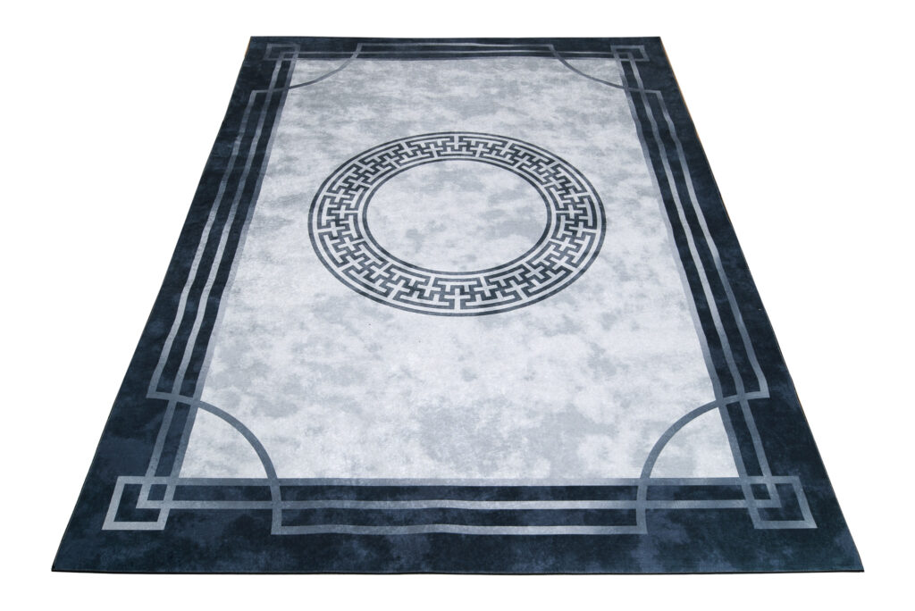 Tapis Victoria Gris Motif Grec Antidérapant