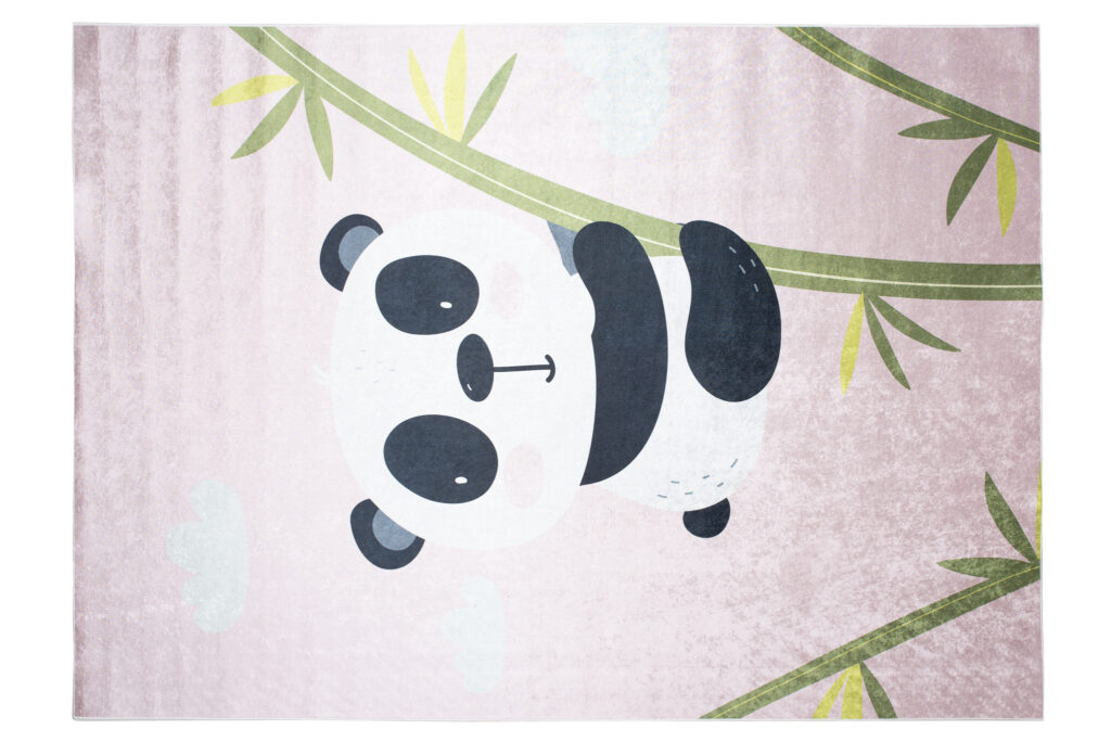 Tapis Emma Antidérapant Lavable Rose Panda Bambou