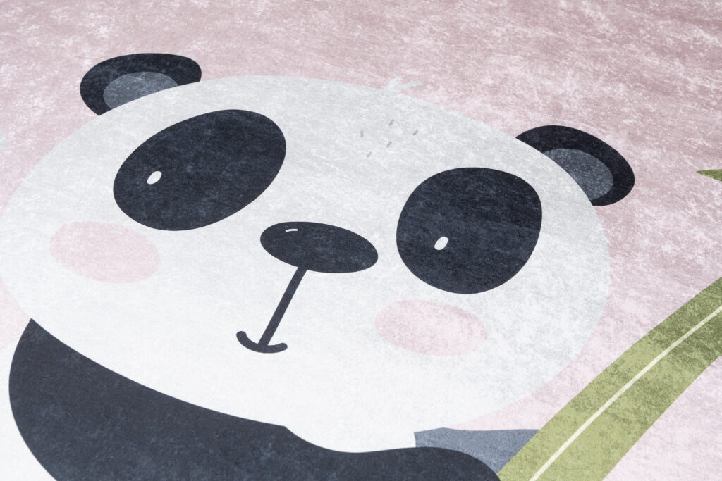 Tapis Emma Antidérapant Lavable Rose Panda Bambou