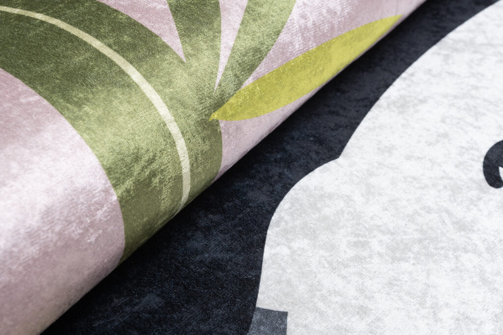Tapis Emma Antidérapant Lavable Rose Panda Bambou