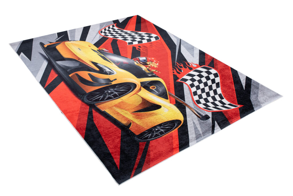 Tapis Emma Enfant Noir Rouge Course Antidérapant