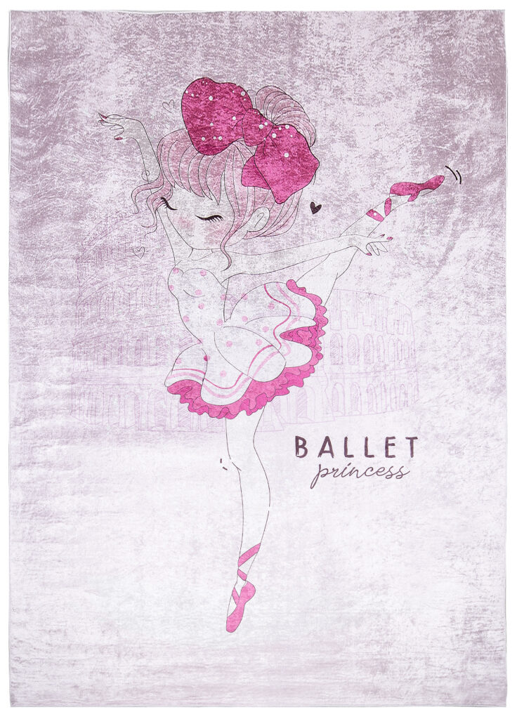 Tapis Emma Enfant Rose Danseuse de Ballet Antidérapant
