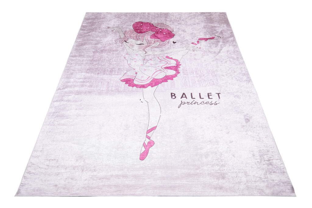 Tapis Emma Enfant Rose Danseuse de Ballet Antidérapant