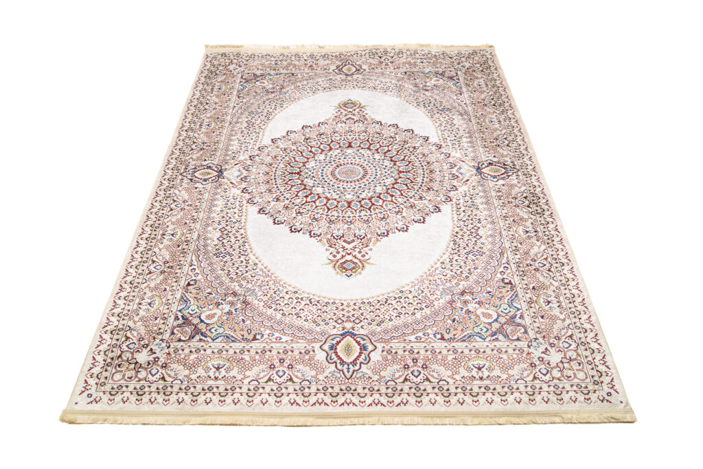 Tapis Victoria à Franges Crème Multicolore Rosette